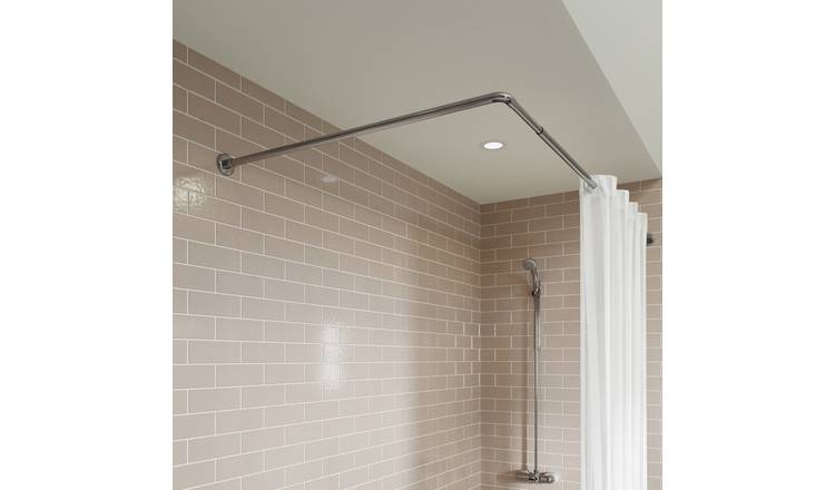 Croydex L Shaped Telescopic Shower Curtain Rail - 140-260cm