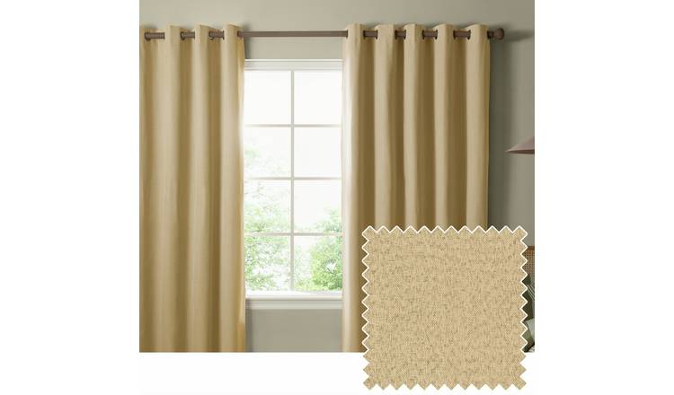 Furn Ultimate Velvet Blackout Eyelet Curtains - Yellow - 168x137cm
