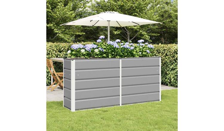 Walplus Steel Garden Planter - Light Grey - 160 x 40 x 75 cm