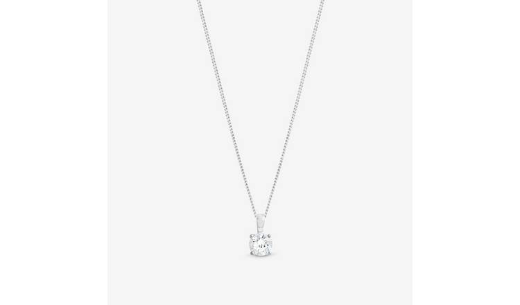 Simply Silver 925 Sterling Silver Cubic Zirconia Solitaire Pendant Necklace