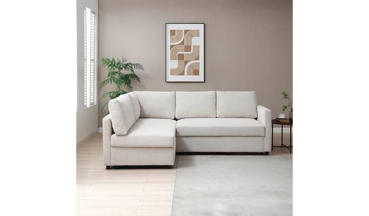 Kyoto Catherine Fabric Left Hand Corner Sofa Bed - Natural