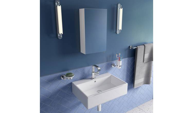 Croydex Cullen 1 Door Mirrored Cabinet - White Steel
