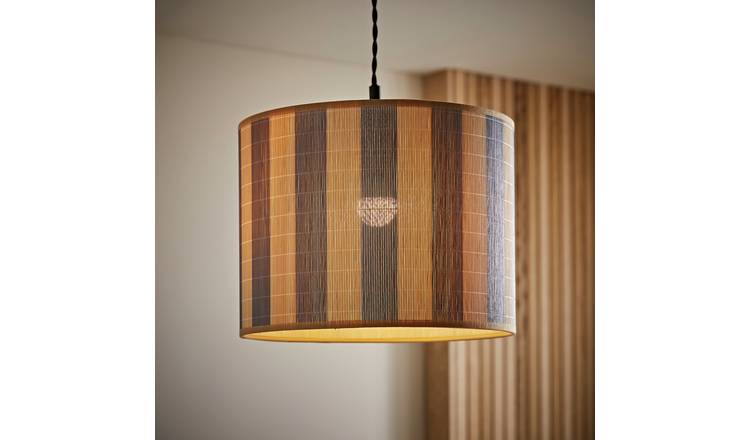 ValueLights Lori Blue Stripe Bamboo Printed Shade - 30cm