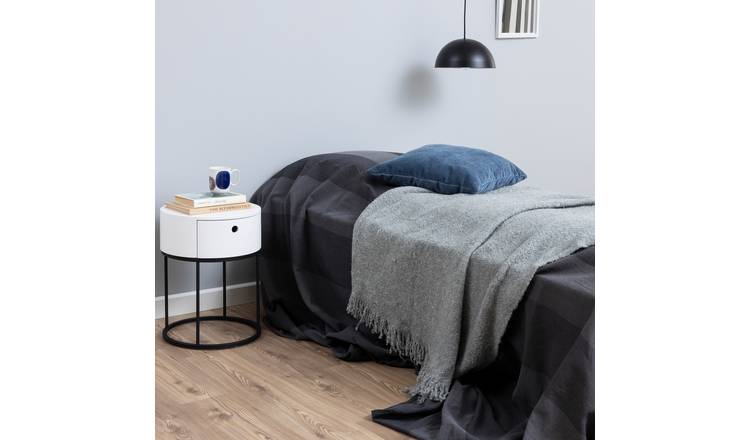 Furniture To Go Polo 1 Drawer Bedside Table - Black and White