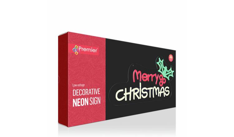 Premier Decorations Merry Christmas Neon Hanging Sign Novelty Lights White