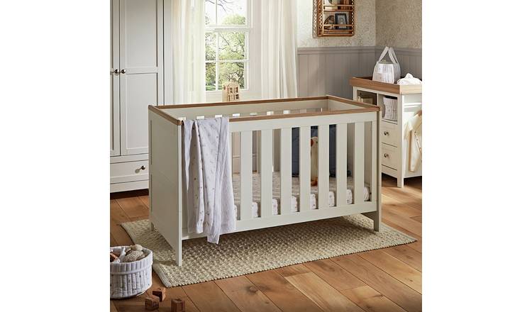 CuddleCo Burford Baby Cot Bed - White & Oak