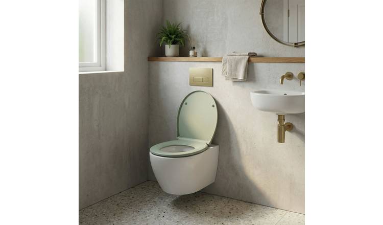 Aqualona Thermoplast D Shape Toilet Seat - Sage Green