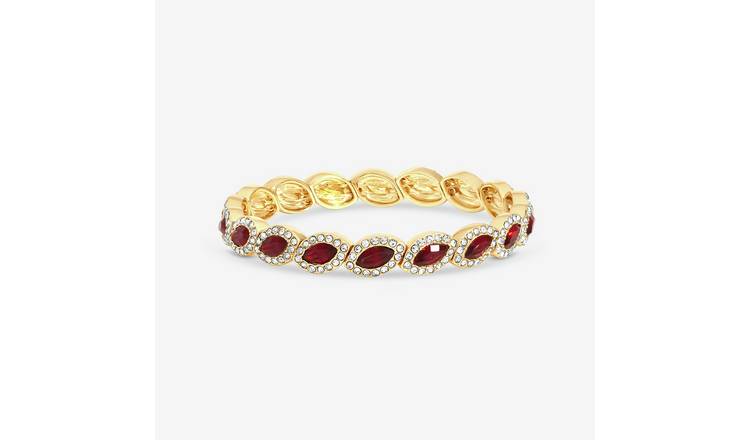Jon Richard Gold Plated and Ruby Navette Stretch Bracelet