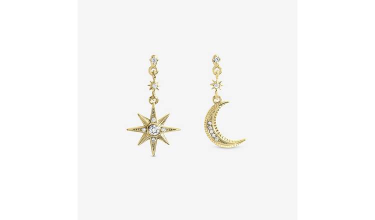 Inicio Gold Plated Mismatch Celestial Drop Earrings