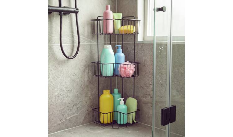 Beldray Antirust 3 Tier Metal Corner Shower Caddy - Black