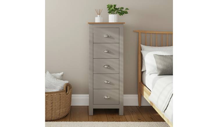 GFW Lancaster 5 Drawer Tallboy - Grey