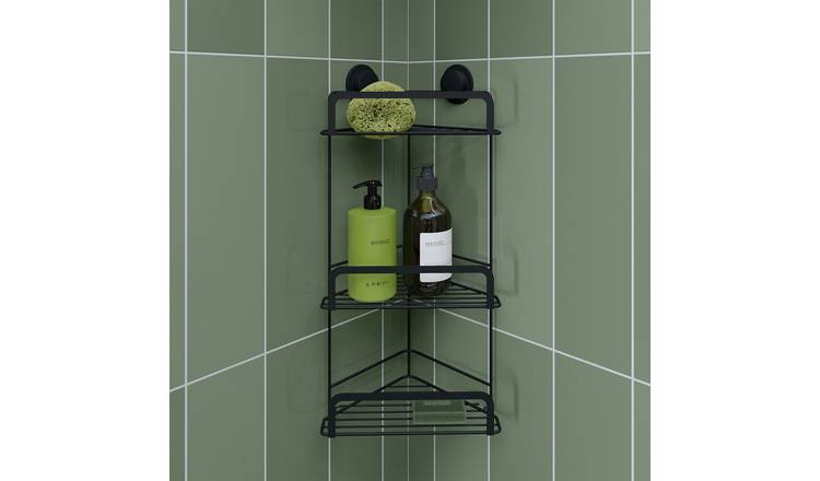 Stick n Lock 3 Tier Corner Shelves - Black