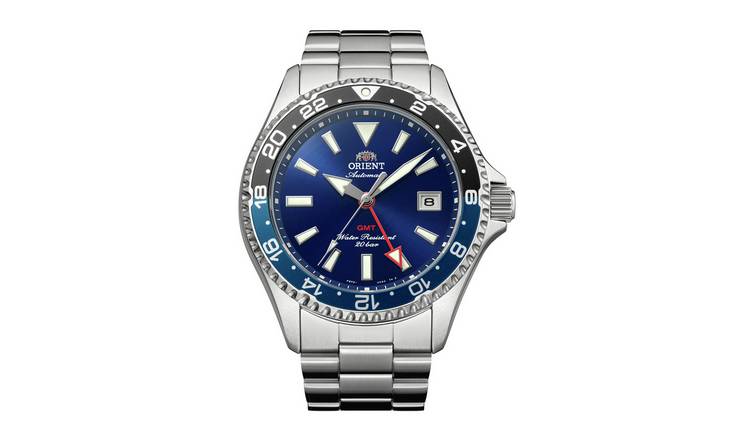Orient Mako GMT Blue Dial Men's Silver Stainless Steel Bracelet Watch