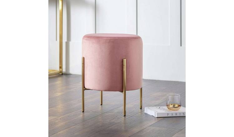 Julian Bowen Harrogate Velvet Footstool - Pink