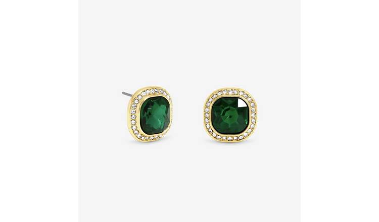 Jon Richard Gold Plated Emerald Stud Earrings