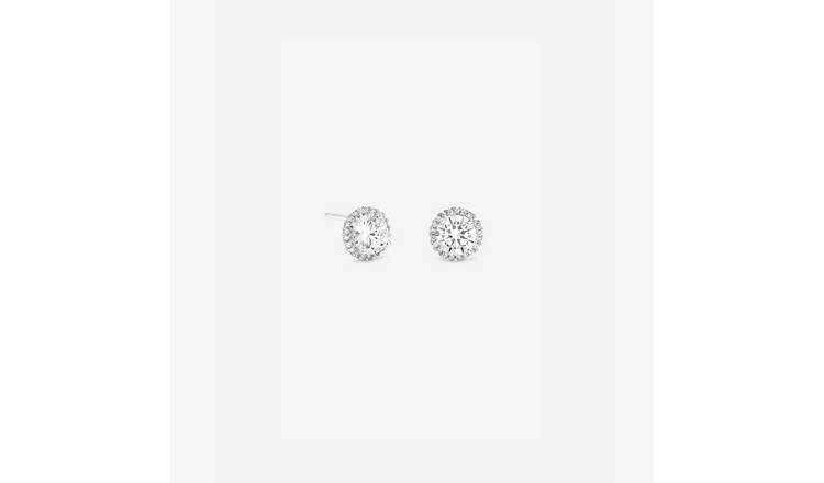 Simply Silver 925 Sterling Silver Round Clara Halo Stud Earrings