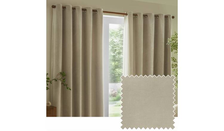 Yard Heavy Chenille Eyelet Curtains - Linen - 168x229cm