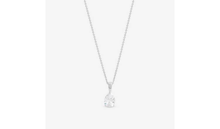 Simply Silver 925 Sterling Silver Pear Cut Pendant Necklace