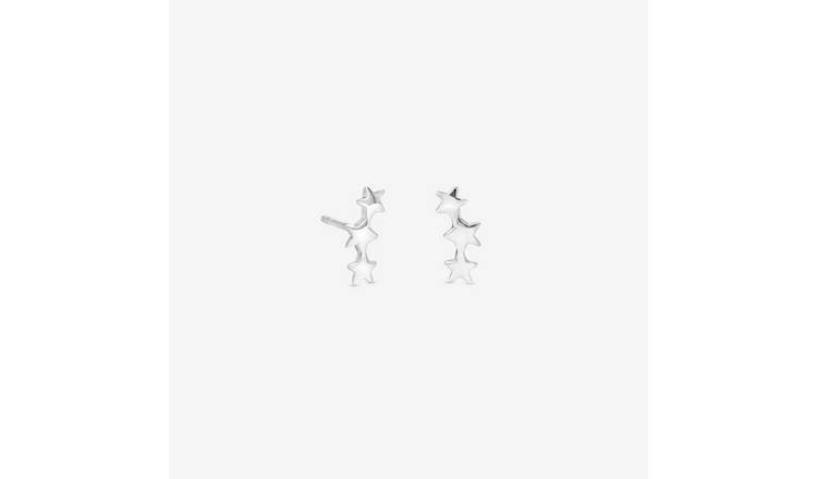 Simply Silver 925 Sterling Silver 3 Star Celestial Climber Earrings