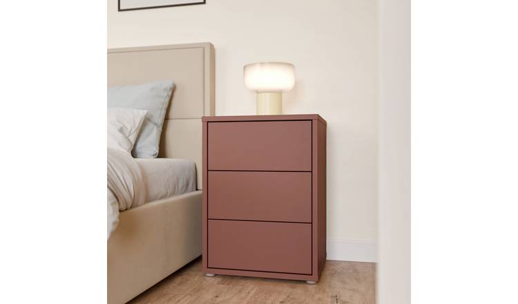 Furniture To Go Alice Springs 3 Drawer Bedside Table - Terracotta