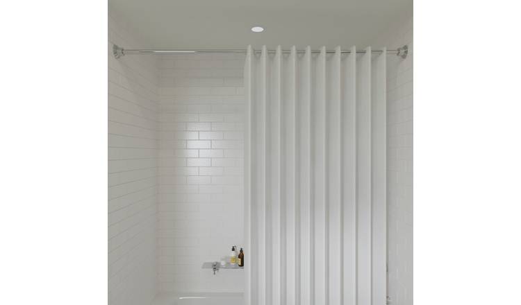 Stick n Lock Chrome Telescopic Shower Curtain Rail - 129.5-229.8cm
