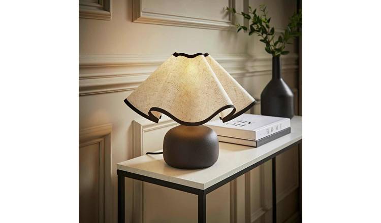 ValueLights Emilia Ceramic Table Lamp with Black Trim Shade - Black