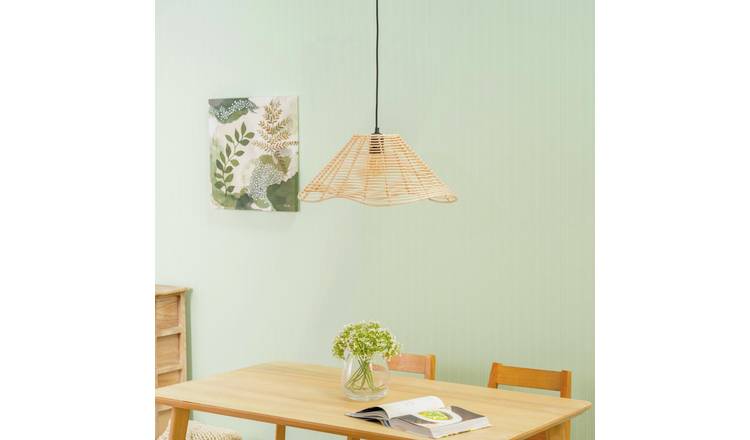 ValueLights Harlow Natural Wavey Rattan Pendant Shade - 59cm