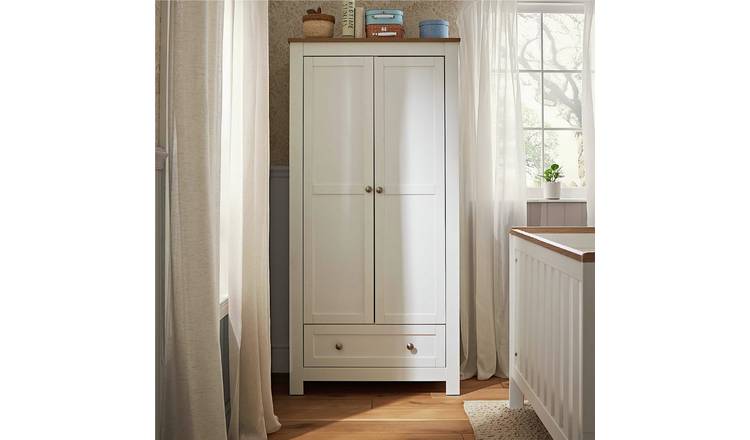 CuddleCo Kids Burford 2 Door 1 Drawer Wardrobe - White & Oak