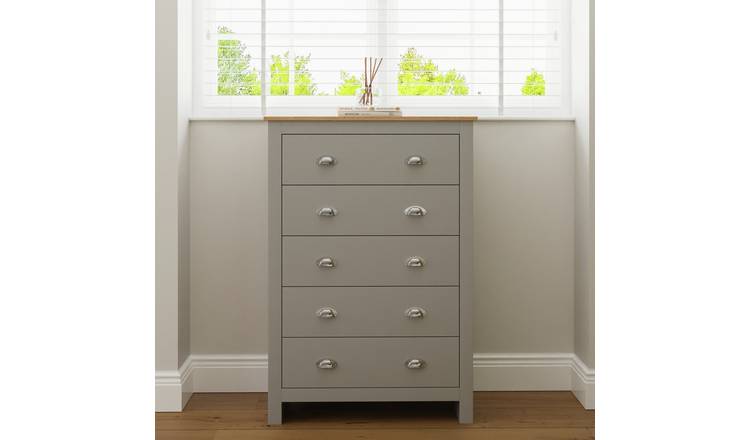 GFW Lancaster 5 Drawer Chest - Grey
