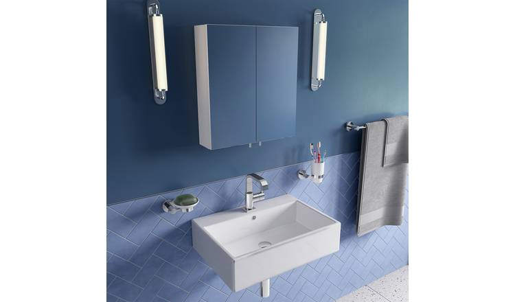 Croydex Cullen 2 Door Mirrored Cabinet - White Steel