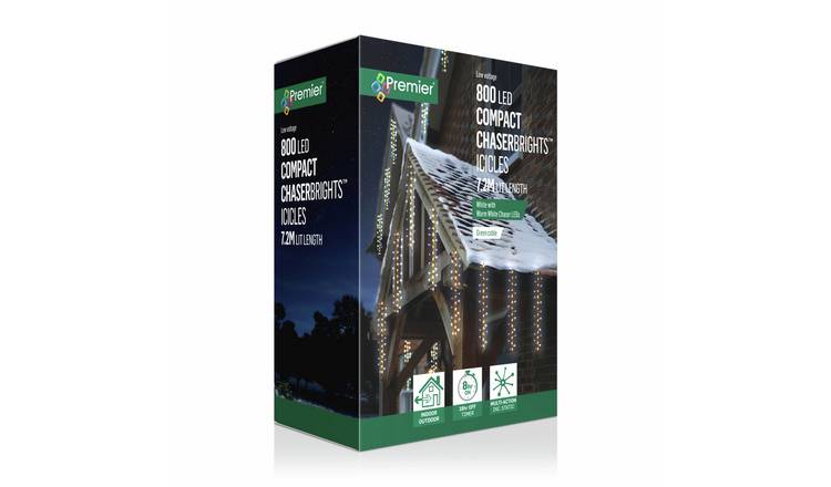 Premier Decorations 800 LED Compact Chasing Icicle Lights - White