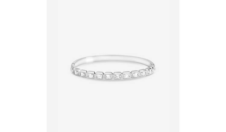 Jon Richard Silver Plated Crystal Stone Stainless Steel Bangle