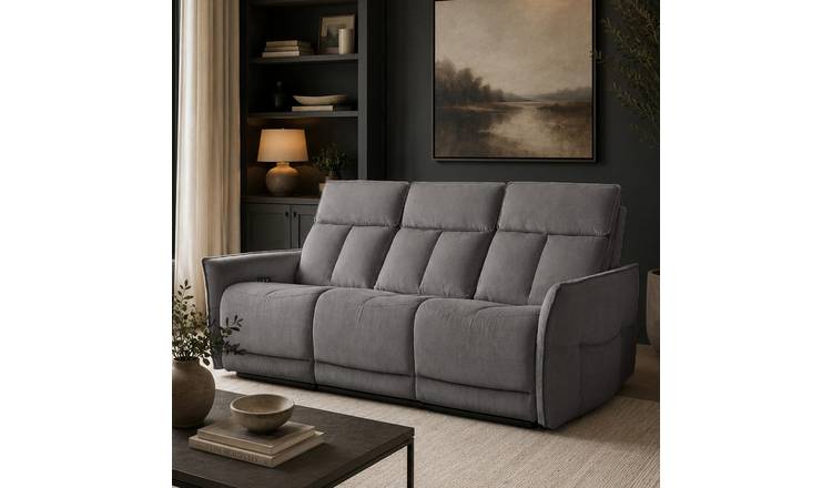 Aspire Riva Fabric 3 Seater Power Recliner Sofa - Grey