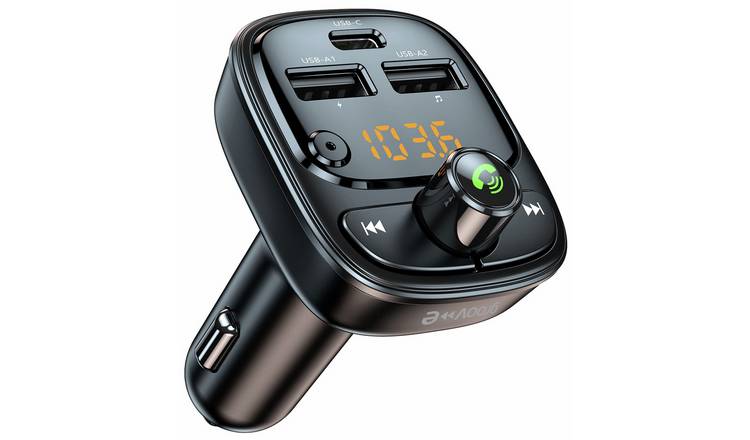 Groov-e In-Car FM Transmitter with Dual USB-A & USB-C Charger - Black
