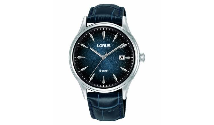 Lorus Men's Blue Dial Leather Strap Watch
