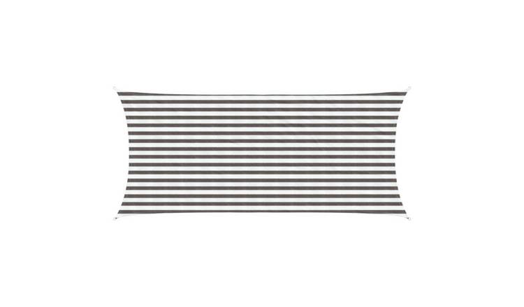 Walplus Rectangular HDPE Sun Shade Sail - Light Grey and White - 200 x 500 cm