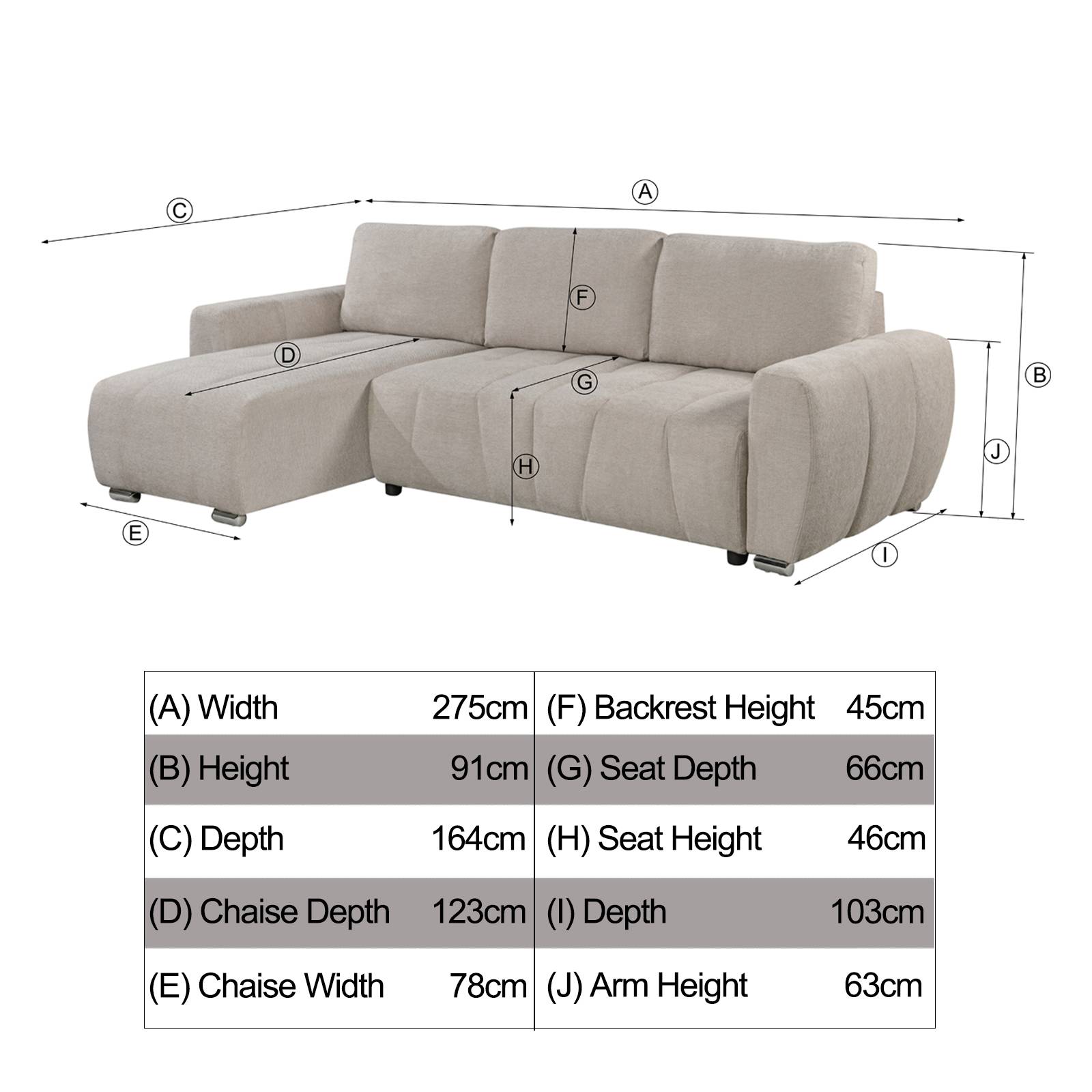 Furniture Online Vienna 3 Seater Pull Out Folding Sofa Bed – Beige - Image 7