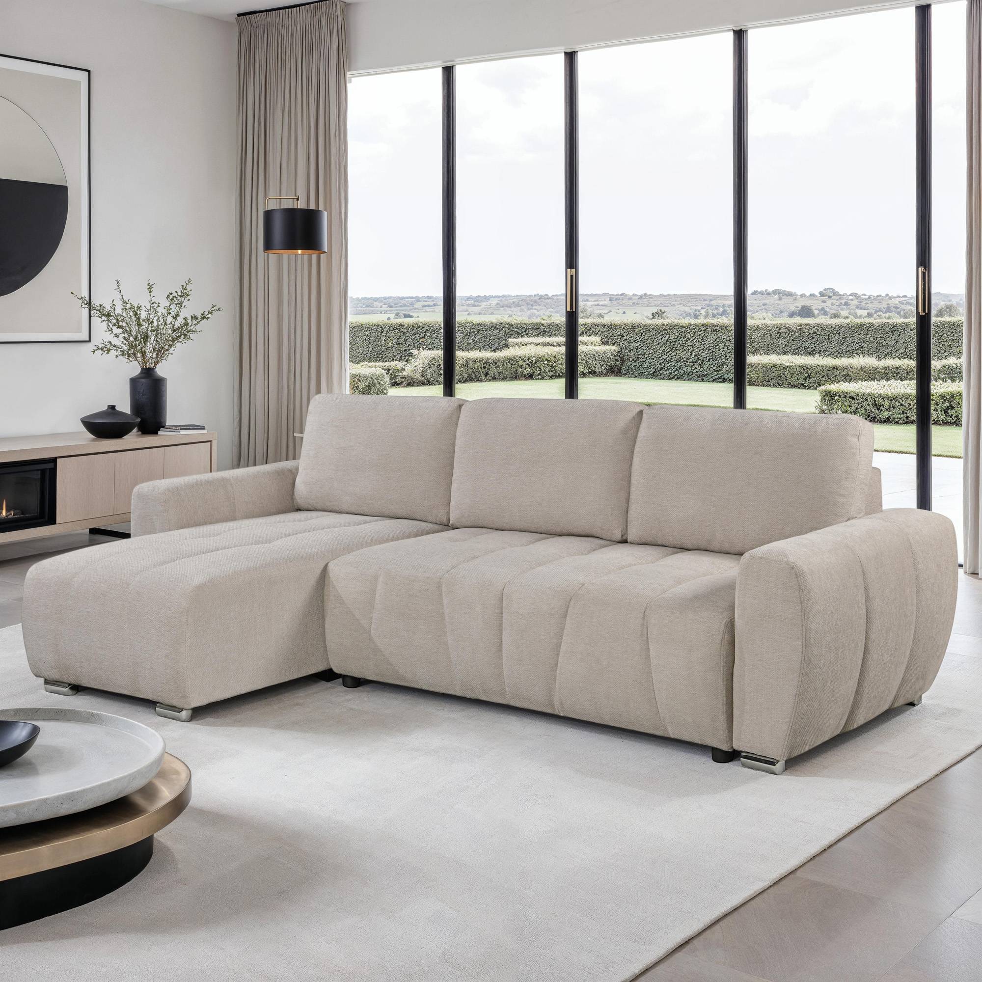 Furniture Online Vienna 3 Seater Pull Out Folding Sofa Bed – Beige - Image 2