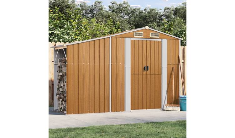 Walplus Galvanised Steel Garden Shed - Oak - 277 x 93 x 179 cm
