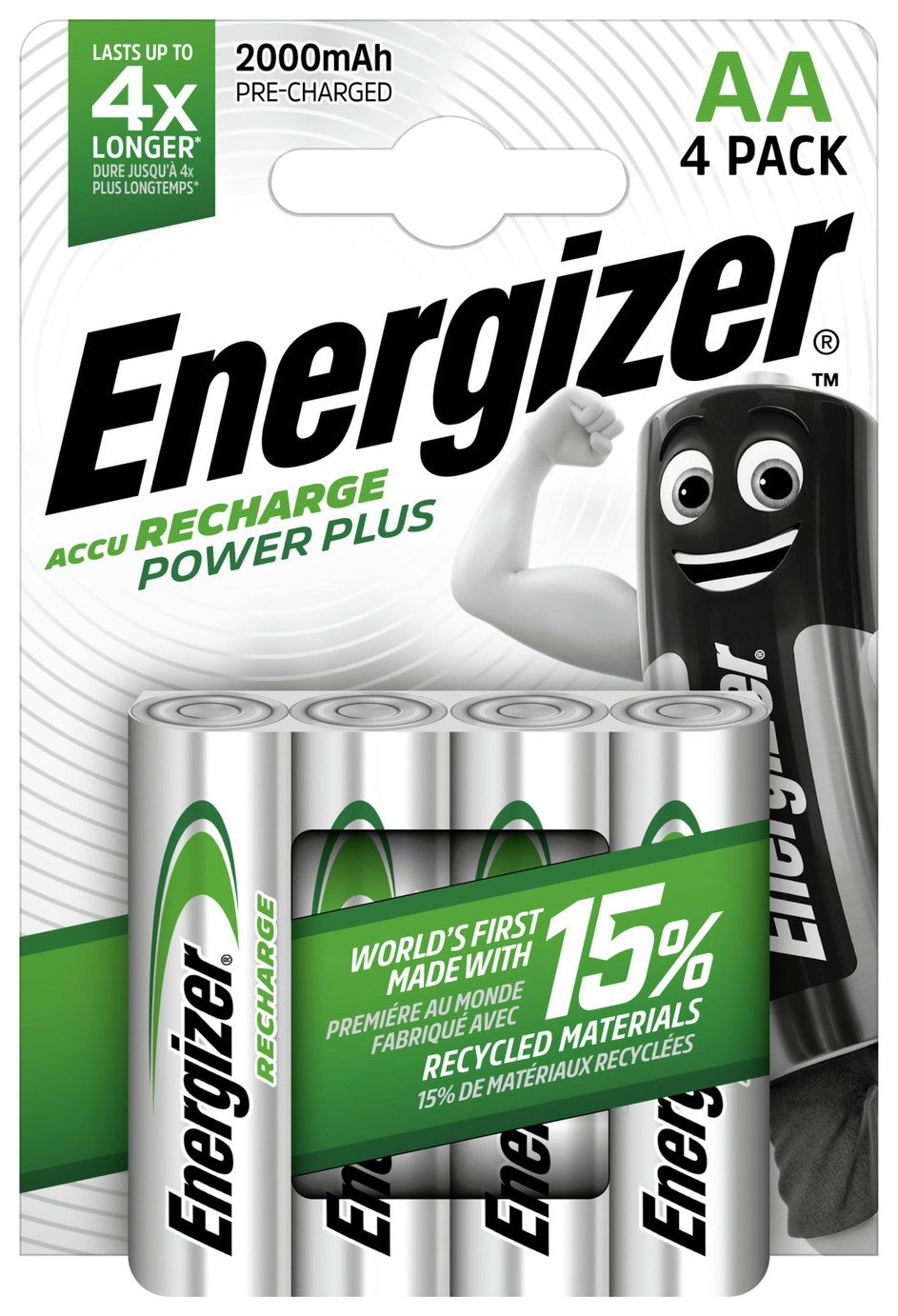 Energizer Rechargeable Power Plus AA Batteries - Pack of 4