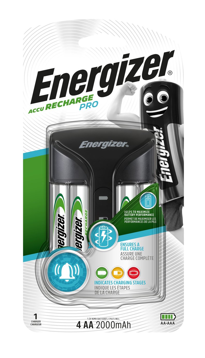 Energizer Pro Battery Charger with 4 x AA Batteries