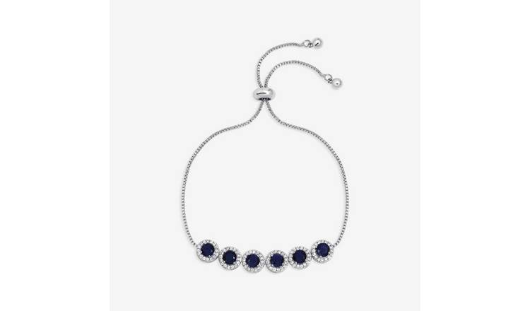 Jon Richard Rhodium Plated Sapphire Toggle Bracelet