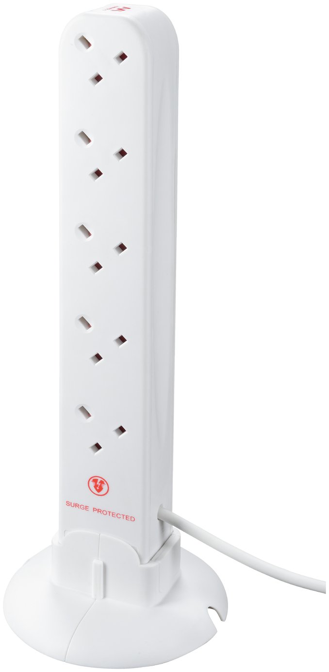 Masterplug White 10 Socket Surge Protected Extension Lead