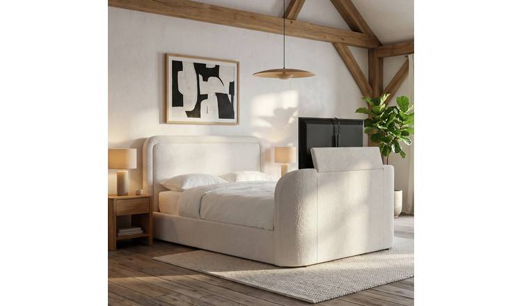 Koble Tuba Kingsize Side Lift Ottoman TV Bed - Cream