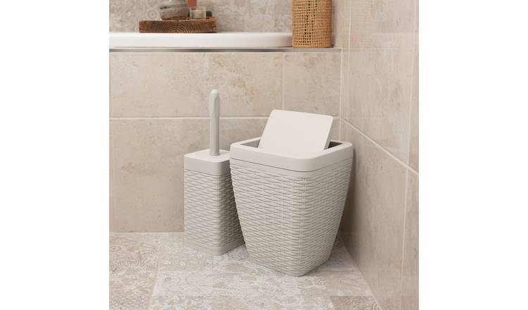 Addis 5 Litre Bathroom Bin and Toilet Brush Set - Cream
