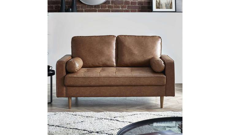 Julian Bowen Henley Faux Leather 2 Seater Sofa - Brown