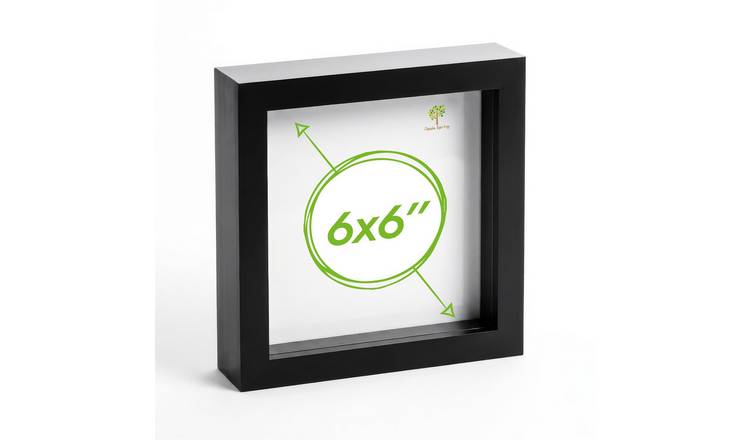 Nicola Spring 3D Box Photo Frame - 6 x 6" with 4 x 4" Mount - Black/Ivory