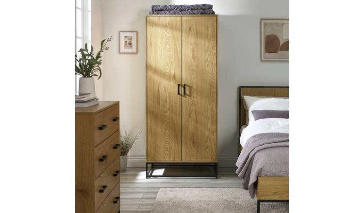 Julian Bowen Harlow 2 Door Wardrobe - Light Oak Effect