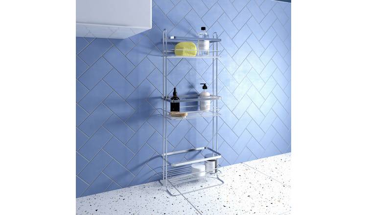 Croydex Free Standing 3 Tier Storage Basket Caddy - Chrome