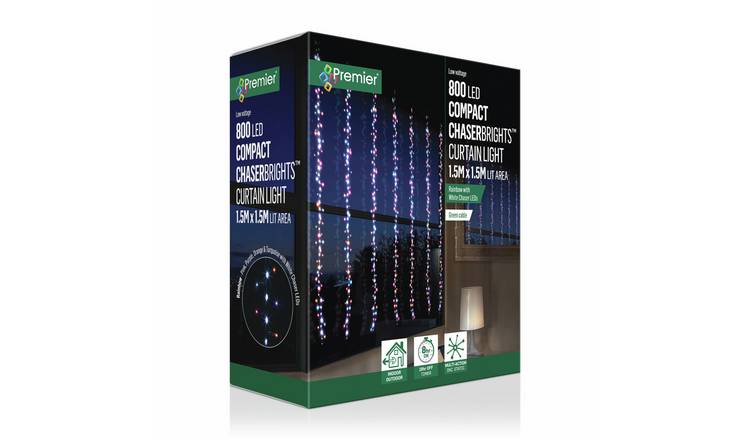 Premier Decorations 800 LED Chasing Curtain Light - Multicoloured